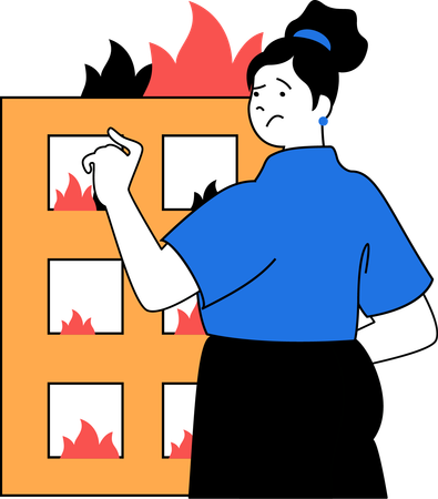 Woman have fire insurance  Illustration
