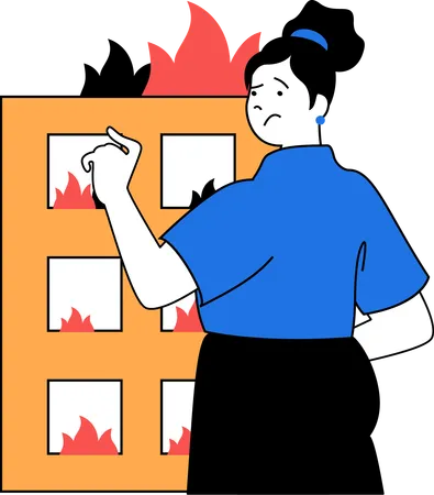 Woman have fire insurance  Illustration