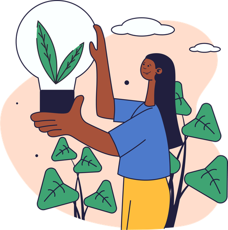 Woman have green energy idea  Illustration