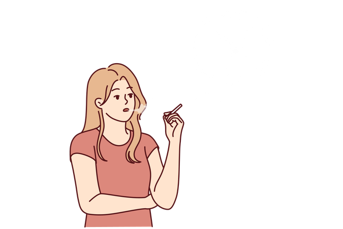 Woman have habit of smoking  Illustration