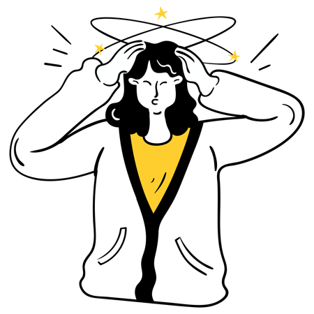 Woman have heavy Headache  Illustration