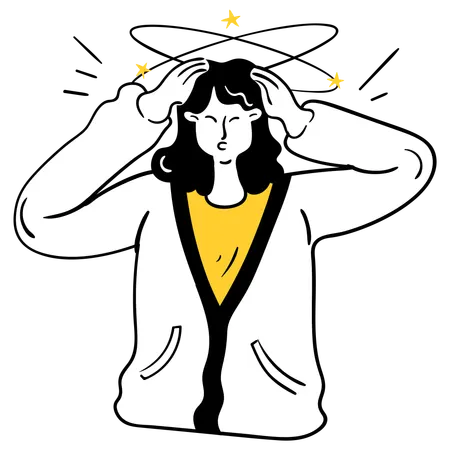 Woman have heavy Headache  Illustration