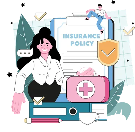 Woman have medical insurance  Illustration