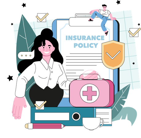 Woman have medical insurance  Illustration