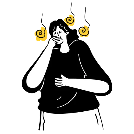 Woman have Nausea  Illustration