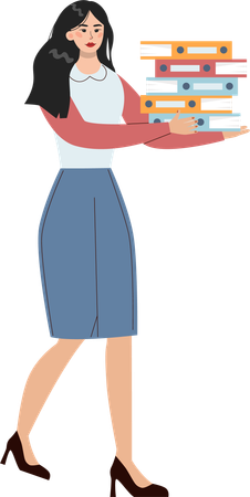Woman have office workload  Illustration