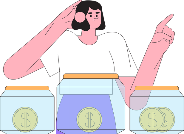 Woman have problem with Money management  Illustration