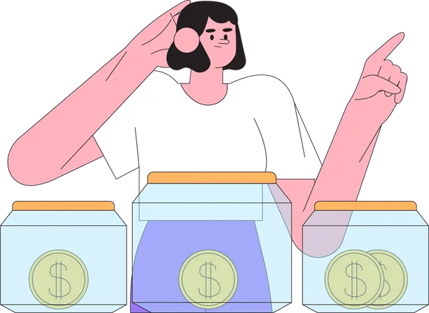 Woman have problem with Money management  Illustration