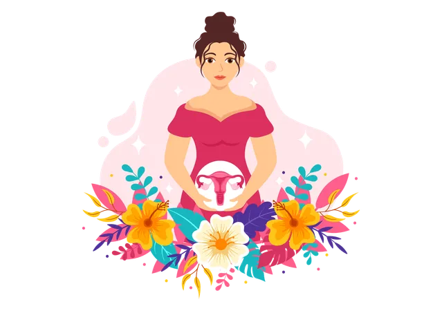 Endometriosis Vector Illustration With Condition The Endometrium Grows Outside The Uterine Wall In Women For Treatment In Flat Cartoon Background Illustration