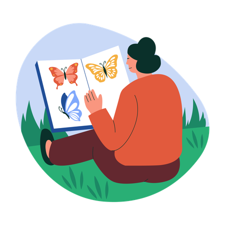 Woman have sketching hobby  Illustration