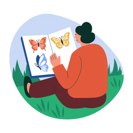 Woman have sketching hobby  Illustration