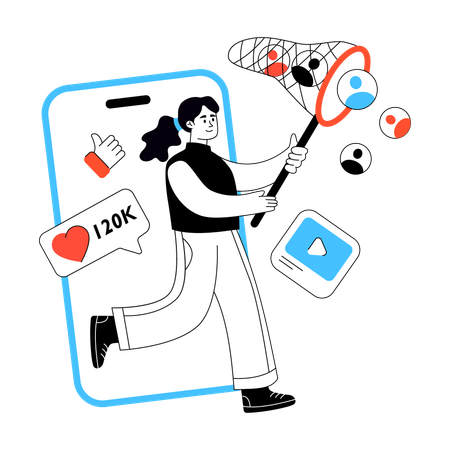 Woman have Social Engagement  Illustration