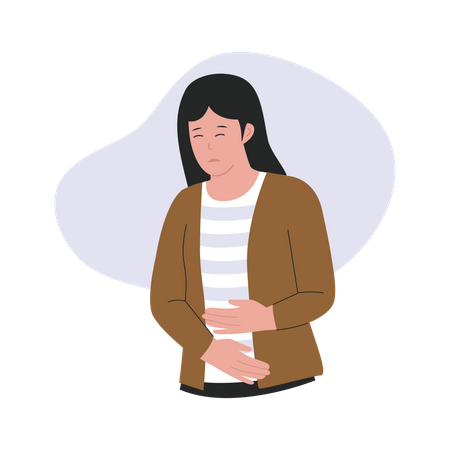 Woman have stomach ache  イラスト