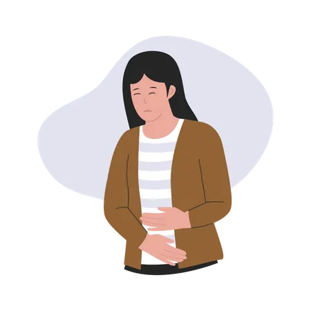 Woman have stomach ache  イラスト