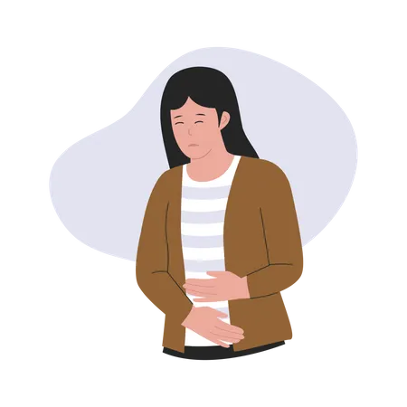 Woman have stomach ache  Illustration