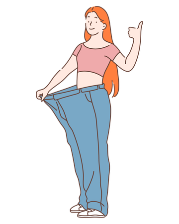 Woman have successfully lost her weight  Illustration
