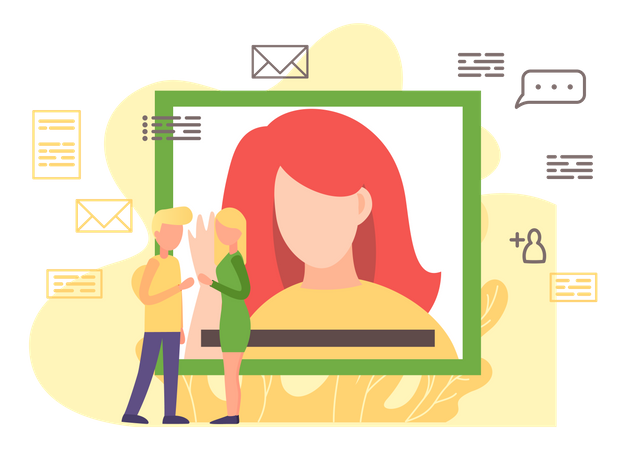 Woman having a conference video call with her friends  Illustration