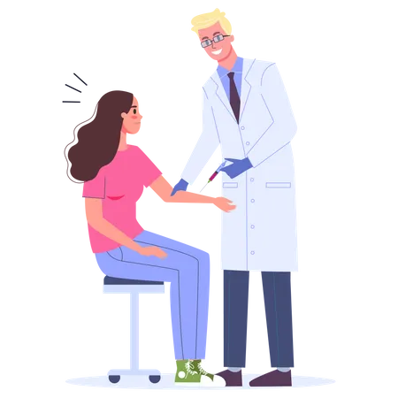 Woman having a vaccine injection  Illustration