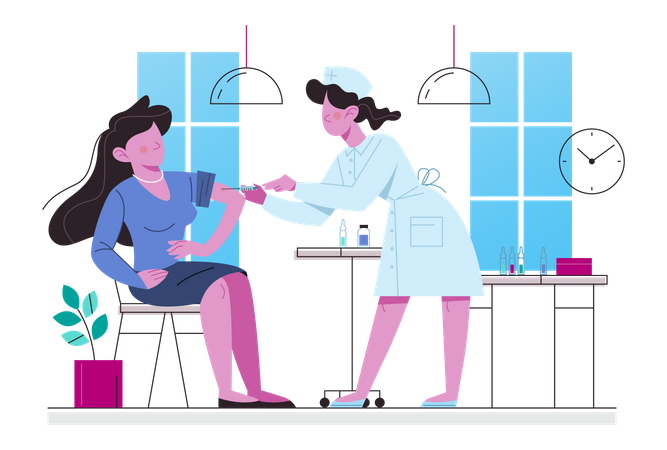 Woman having a vaccine injection  Illustration