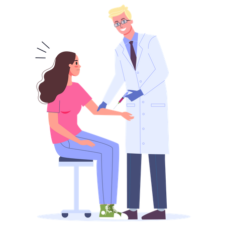 Woman having a vaccine injection  Illustration