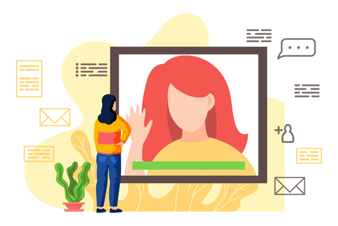 Woman having a video call with her colleague  Illustration