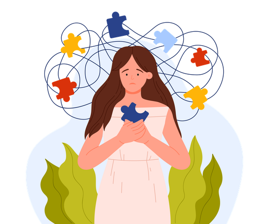 Woman having adhd syndrome  Illustration