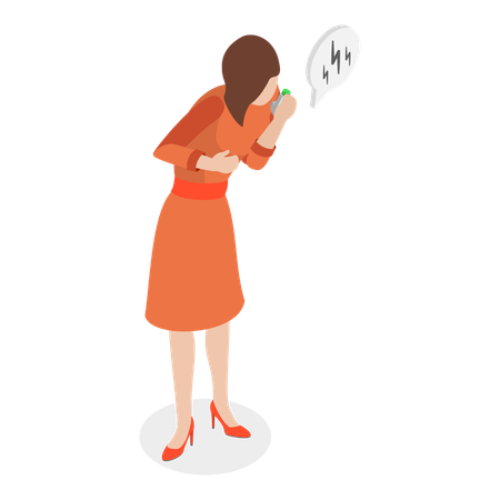 Woman having asthma  Illustration