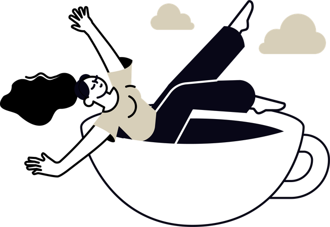 Woman having Cappuccino  Illustration
