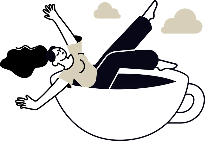 Woman having Cappuccino  Illustration