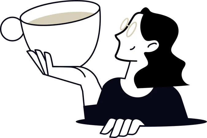 Woman having Cappuccino  Illustration