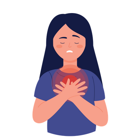 Woman having chest pain  Illustration