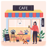 woman in cafe illustration