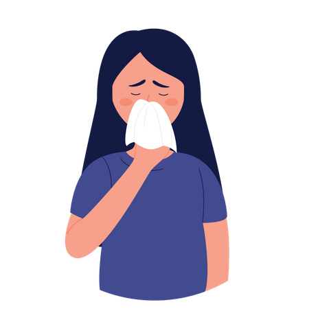 Woman having cold  Illustration