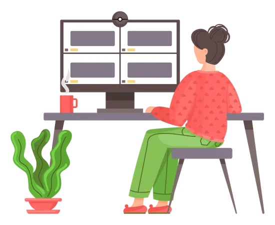 Woman having conference video call with her colleagues  Illustration