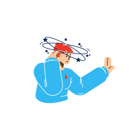 Woman having dizzy symptom of anemia  Illustration
