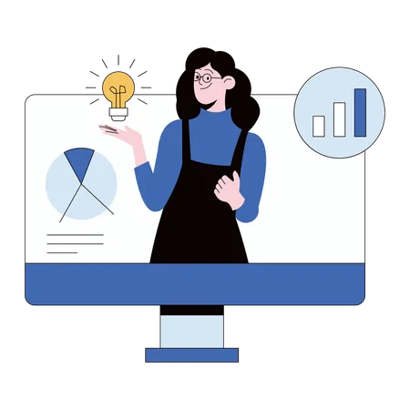 Woman having education idea with analysis  Illustration