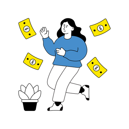 Woman having Financial Freedom  Illustration