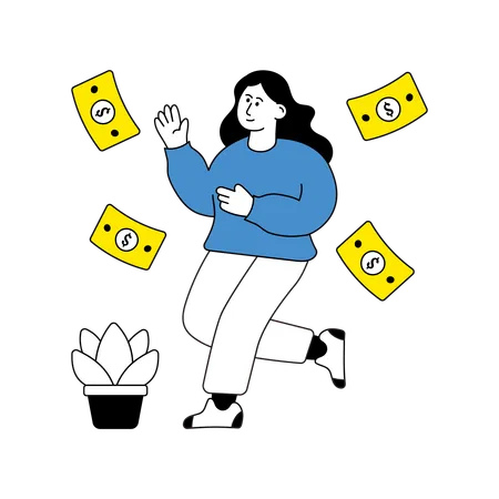 Woman having Financial Freedom  Illustration