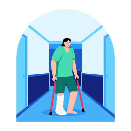 Woman having Foot fracture  Illustration