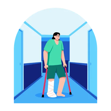 Woman having Foot fracture  Illustration