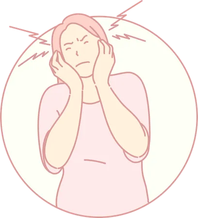 Woman Having Headache  Illustration