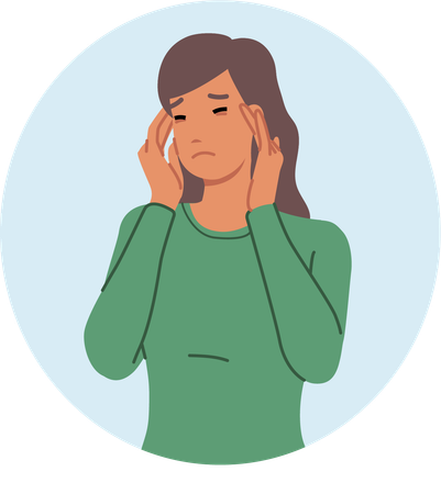 Woman having headache  Illustration