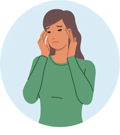 Woman having headache  Illustration