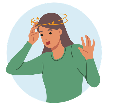 Woman having headache  Illustration