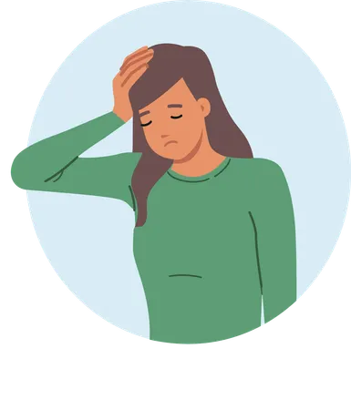 Woman having headache  Illustration