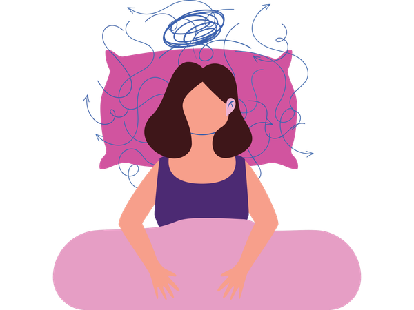 Woman having insomnia disease  Illustration