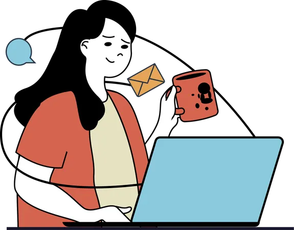 Woman Having Internet Addiction  Illustration