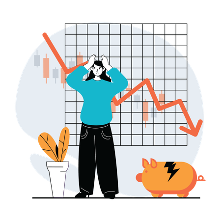 Woman having investment loss  Illustration