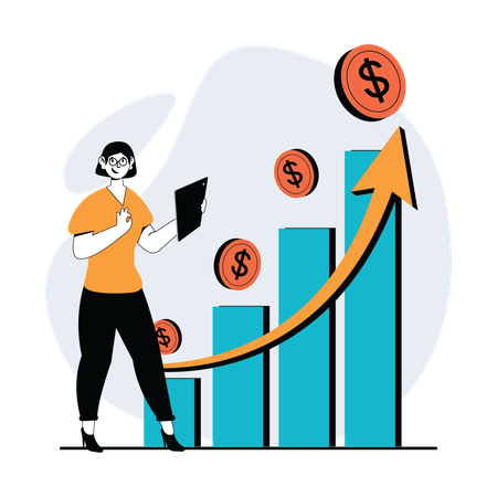 Woman having investment profit  Illustration