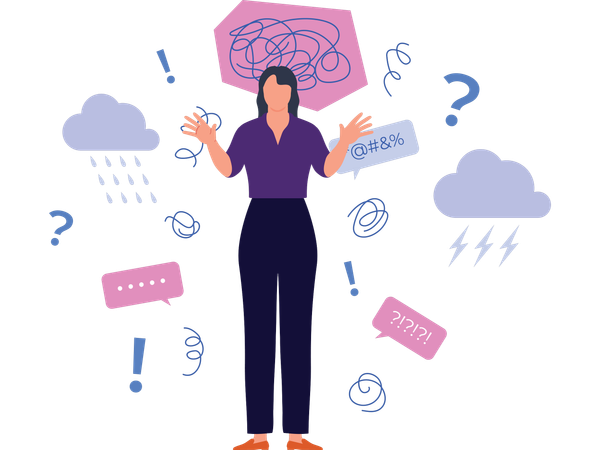 Woman having mental problem  Illustration